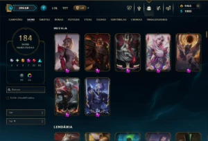 Ouro 4 com TODOS os Champs e 184 Skins +5 Prestigios - League of Legends LOL