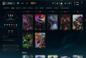 Ouro 4 com TODOS os Champs e 184 Skins +5 Prestigios - League of Legends LOL