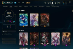 Ouro 4 com TODOS os Champs e 184 Skins +5 Prestigios - League of Legends LOL