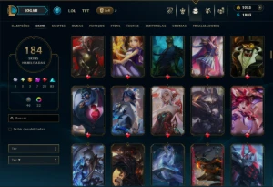 Ouro 4 com TODOS os Champs e 184 Skins +5 Prestigios - League of Legends LOL