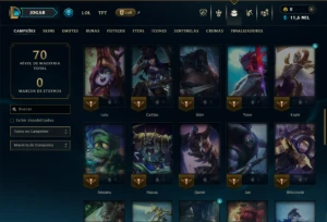Esmeralda 1 com 55 Champs e 12 Skins - League of Legends LOL