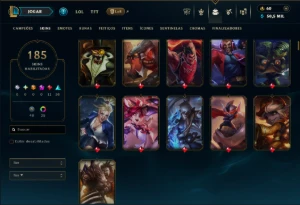 Platina 4 com TODOS os Champs e 185 Skins - League of Legends LOL