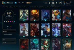 Platina 4 com TODOS os Champs e 185 Skins - League of Legends LOL
