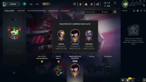 Nível 133, Unranked, 86 Champs E 37 Skins