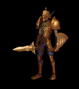 transmog wow armadura de Placa + escudo + arma 1h DOURADOS! - Blizzard