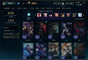 Platina 4 com TODOS os champs e 257 Skins ( JG / ADC / SUP ) - League of Legends LOL