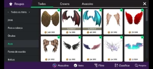 Avakin life conta LV 53 6k de itens asa de 250k dragão 300k