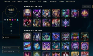 Conta League of Legends / lvl 856 / 393 skins / Platina 1 LOL