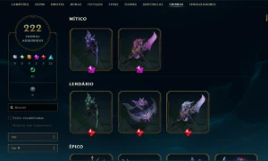 Conta League of Legends / lvl 856 / 393 skins / Platina 1 LOL