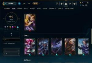 Unranked com 45 Champs e 22 Skins - League of Legends LOL
