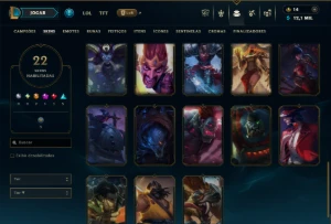 Unranked com 45 Champs e 22 Skins - League of Legends LOL