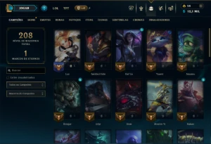 Unranked com 45 Champs e 22 Skins - League of Legends LOL