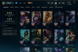Esmeralda 4 com TODOS os Champs e 223 Skins (TOP / SUP / JG) - League of Legends LOL