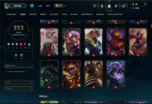 Esmeralda 4 com TODOS os Champs e 223 Skins (TOP / SUP / JG) - League of Legends LOL