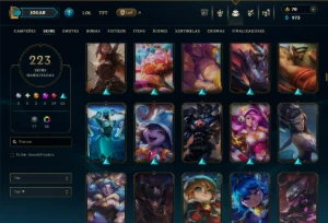 Esmeralda 4 com TODOS os Champs e 223 Skins (TOP / SUP / JG) - League of Legends LOL