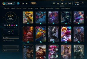 Esmeralda 4 com TODOS os Champs e 223 Skins (TOP / SUP / JG) - League of Legends LOL