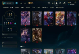 Prata 4 com TODOS os Champs e 166 Skins ( ADC / SUP / TOP ) - League of Legends LOL