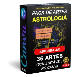 Pack Canva Astrologia - 36 Artes Editáveis - Serviços Digitais