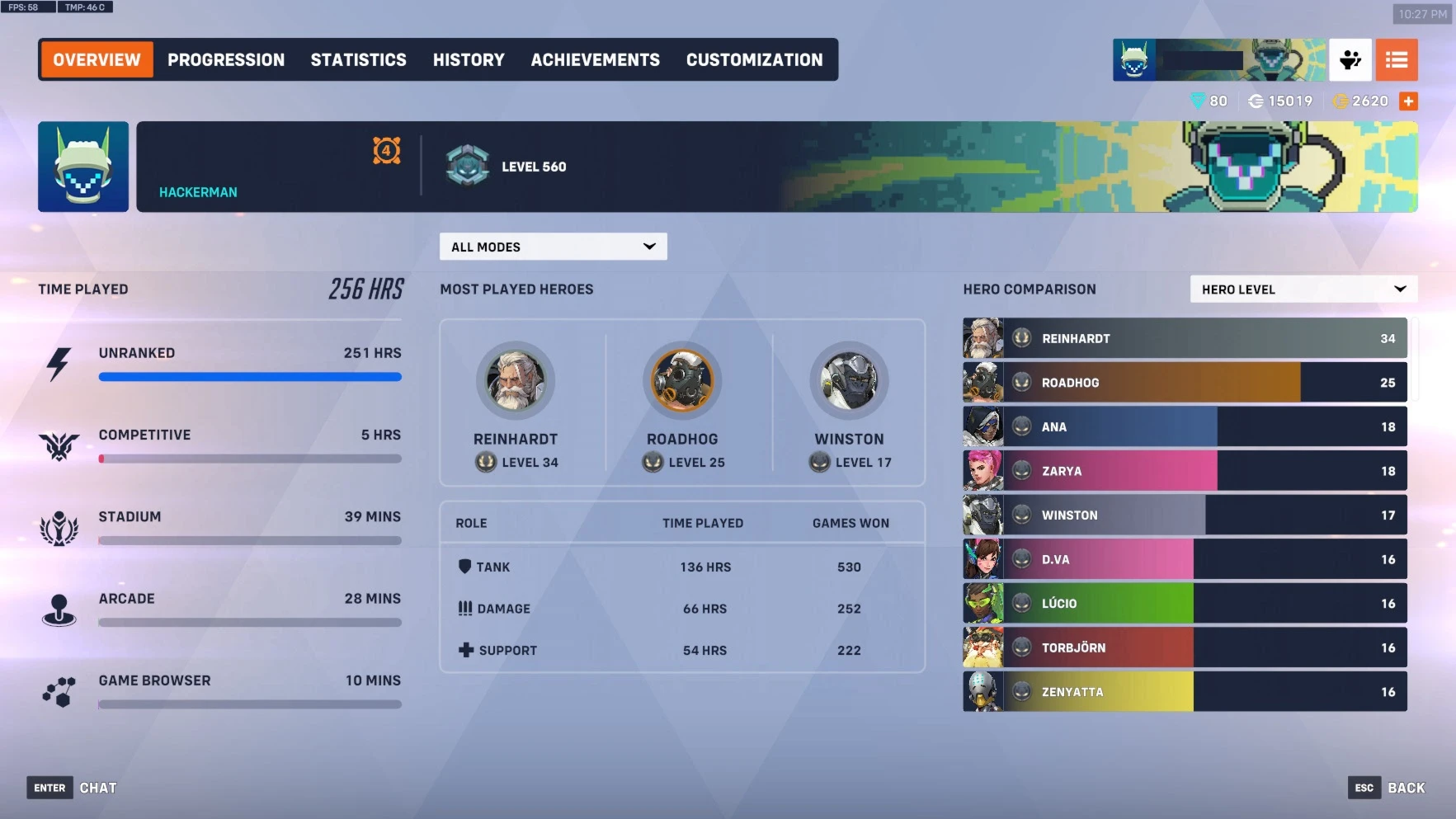 (PC) ACC OW2 - S17 LVL 80 + 80 Prismas + 2620 coins + skins