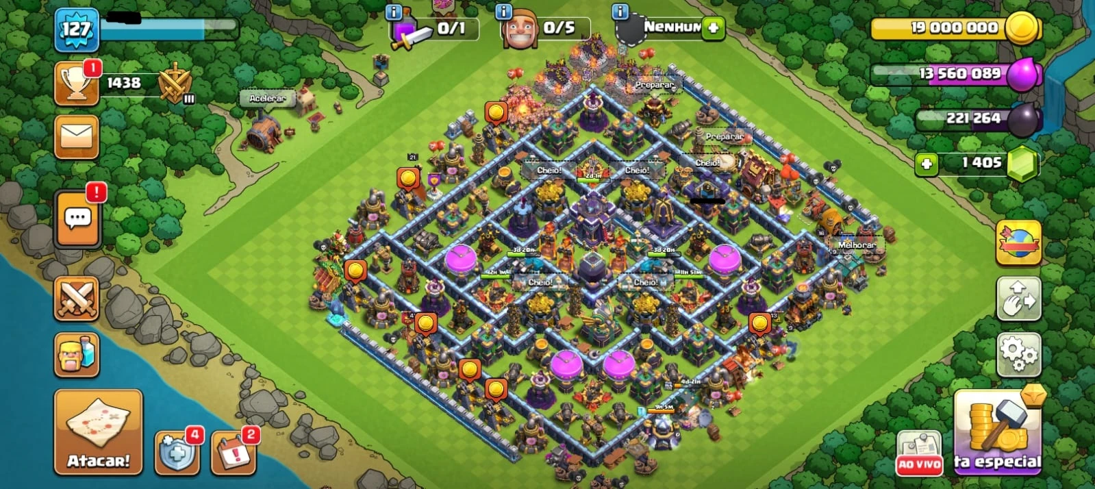 Clash Of Clans Cv 15 Com 5 Construtores Da Pra Mudar De Nome