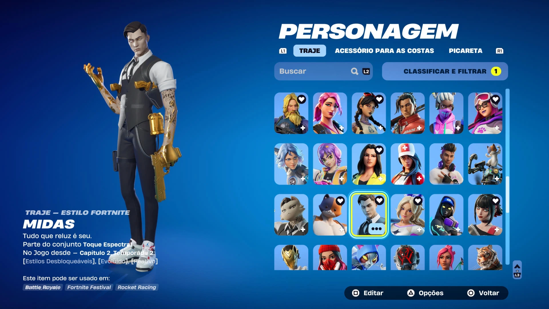 Conta fortnite picareta mint, skin midas