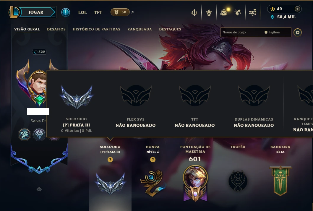 Prata 3 com TODOS os Champs e 183 Skins ( ADC / SUP / JG )