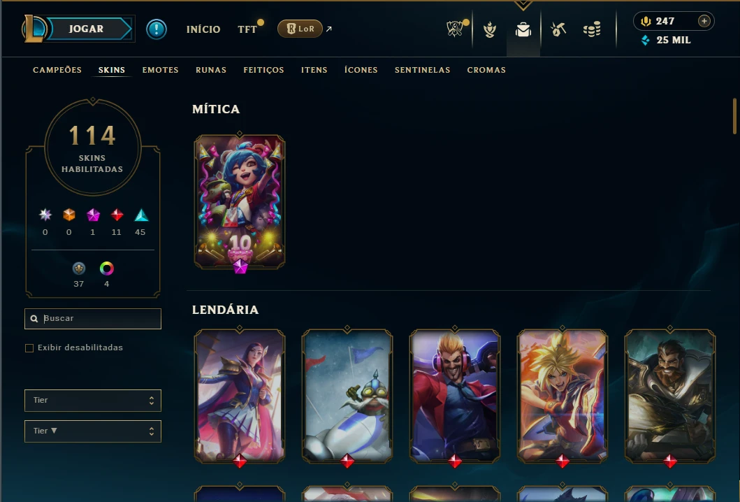 Platina 3 com 150 Champs e 114 Skins ( JG / MID / TOP )