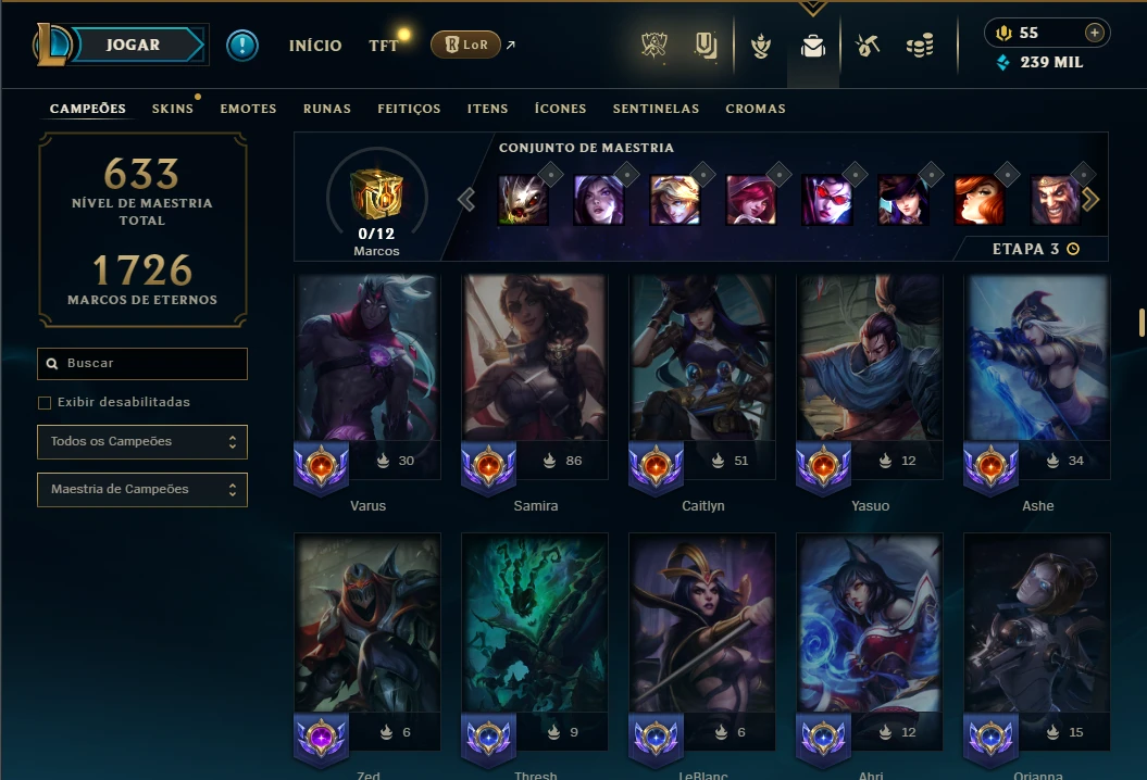 Unranked com TODOS os champs e 400 Skins ( MAIN ADC )