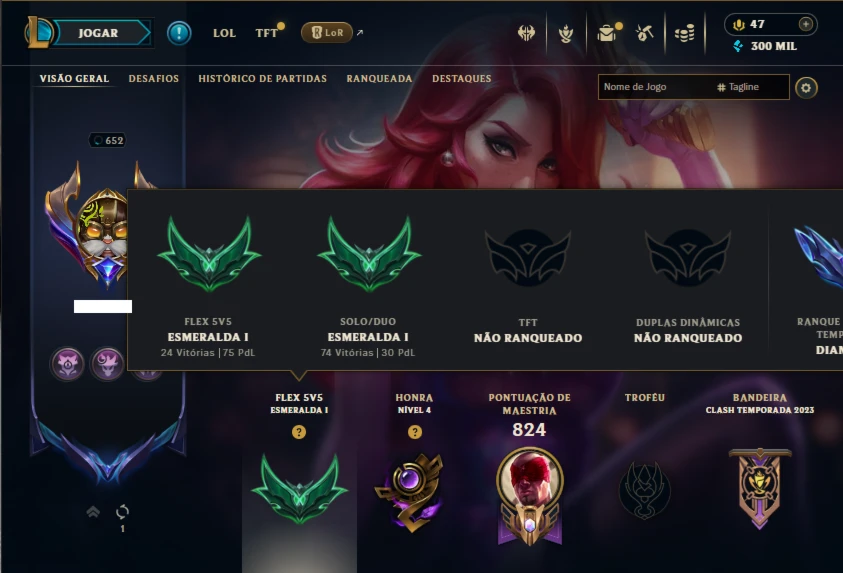 Esmeralda 1 com TODOS os Champs e 249 Skins ( JG / ADC )
