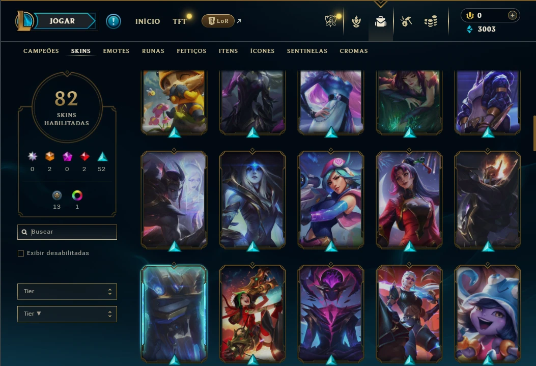 Unranked com TODOS os champs e 82 Skins ( ADC / SUP / TOP )