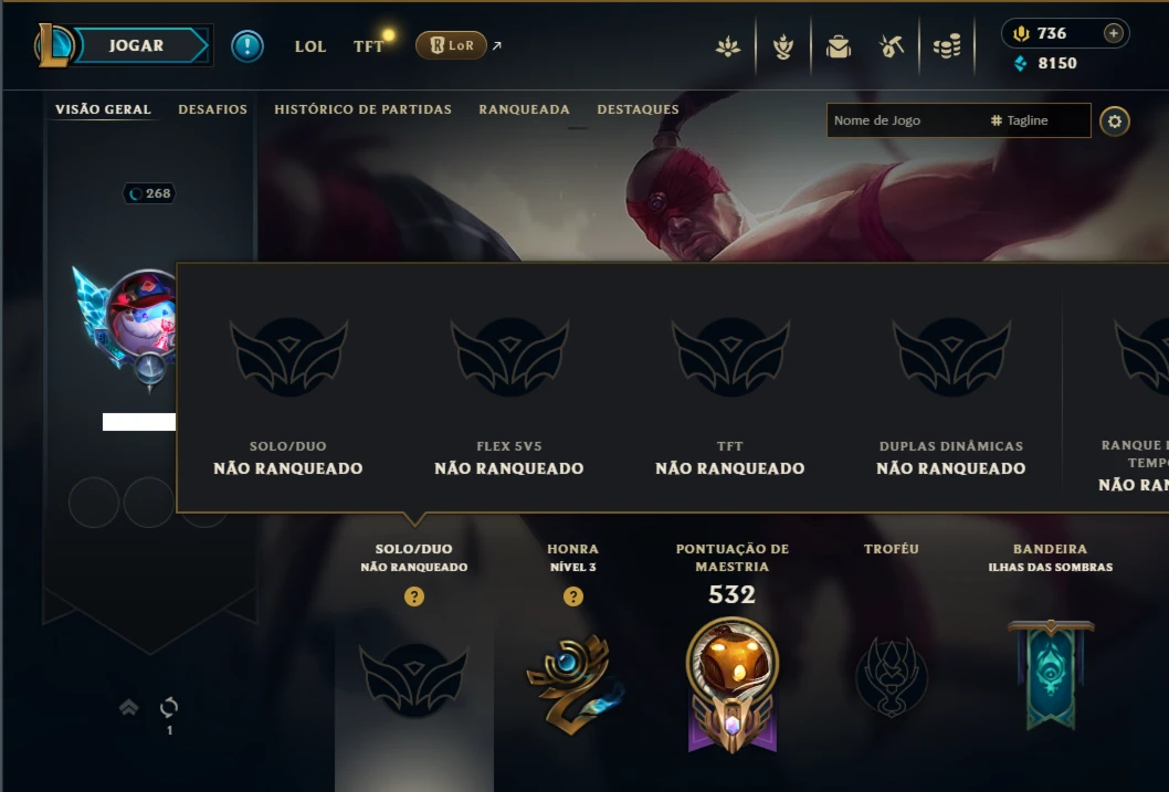Unranked com TODOS os Champs e 141 Skins ( MID / JG / ADC )