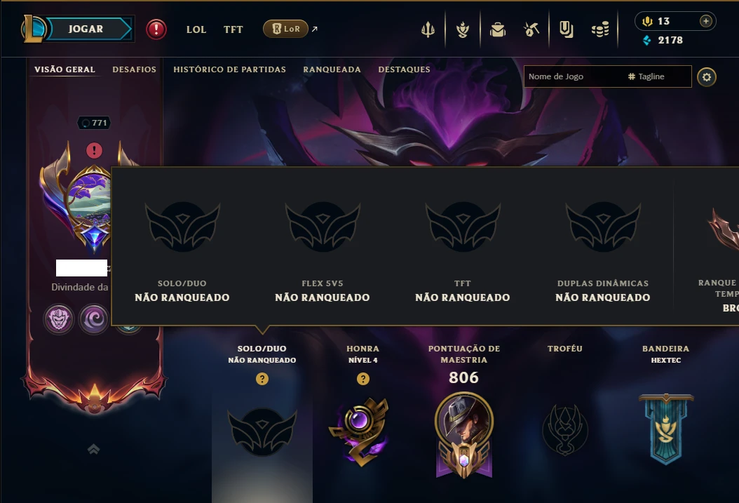 Unranked com TODOS os Champs e 189 Skins ( ADC / SUP )
