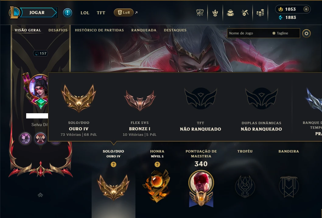 Ouro 4 com TODOS os Champs e 184 Skins +5 Prestigios