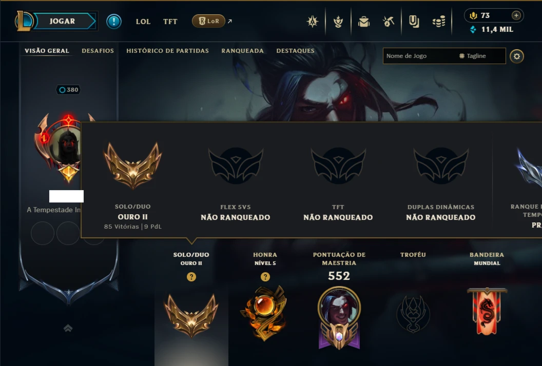 Ouro 2 com TODOS os Champs e 74 Skins ( TOP / JG / MID )
