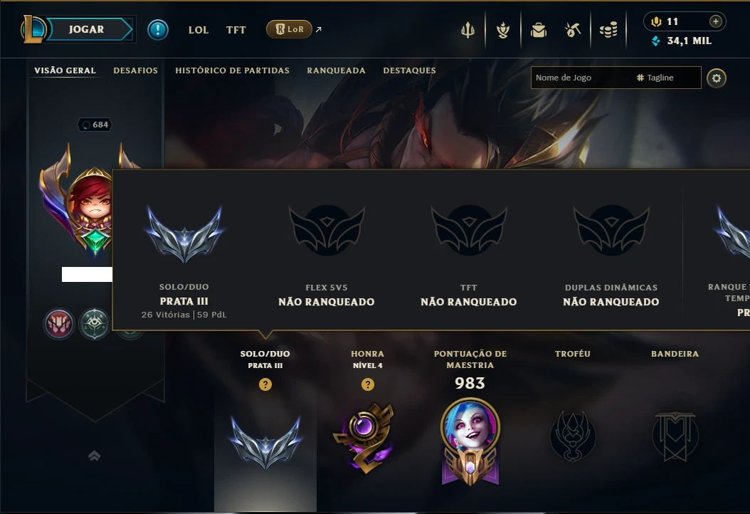 Prata 3 com TODOS os Champs e 349 Skins ( MID / ADC / JG )