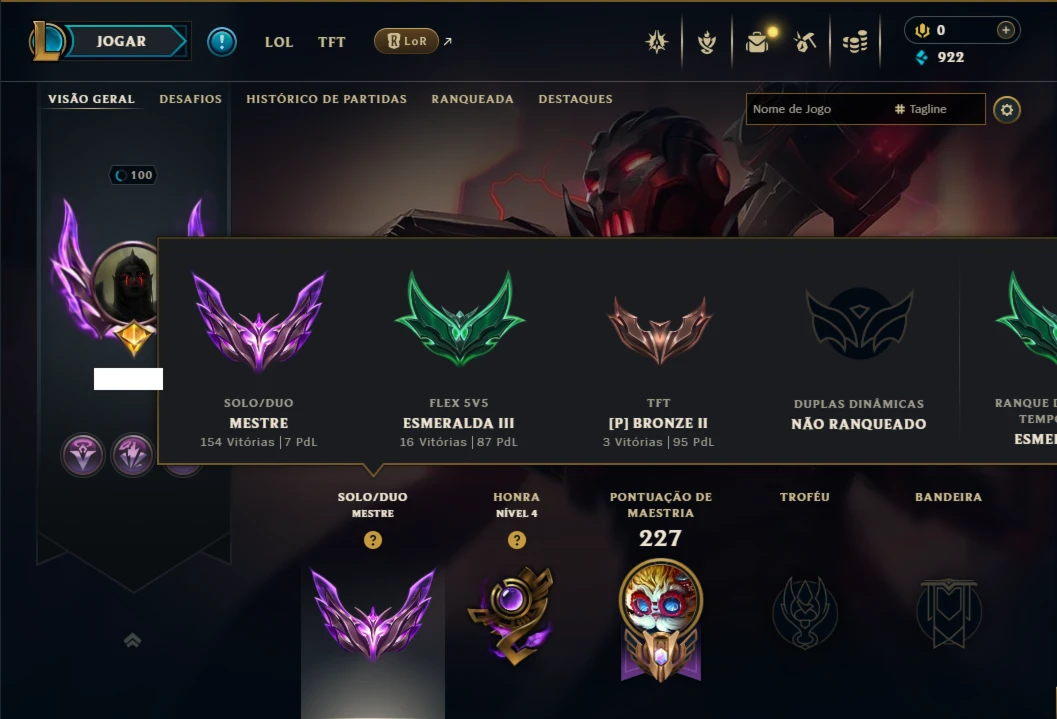 Mestre com 95 Champs e 16 Skins