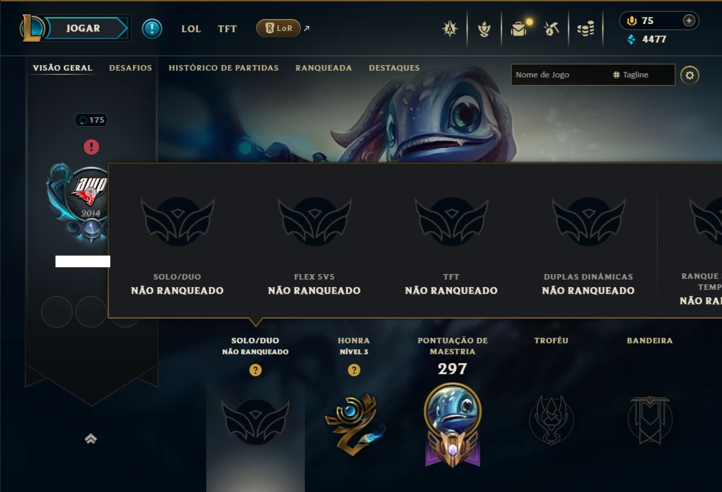 Unranked com 135 Champs e 79 Skins ( ADC / MID )