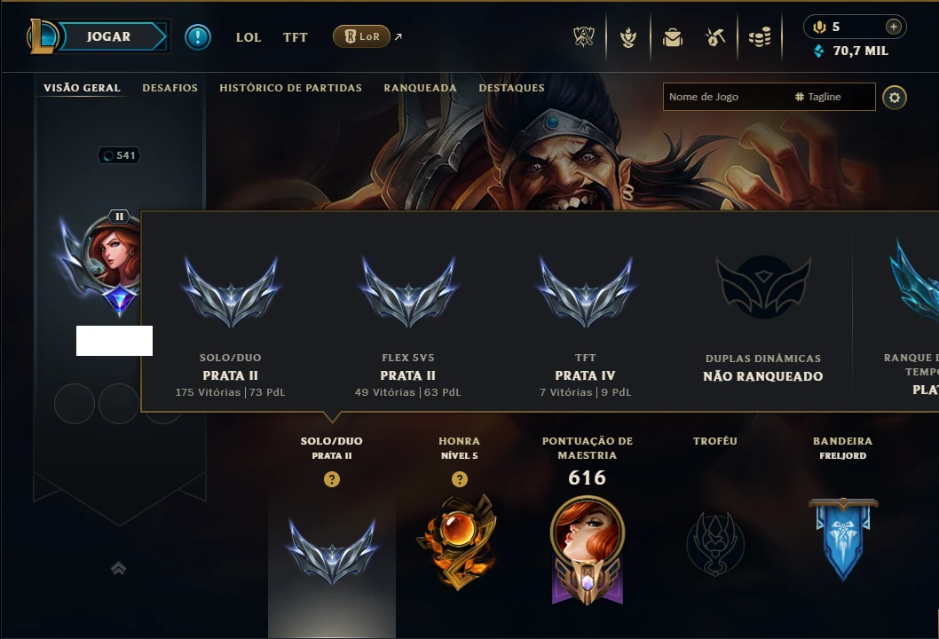 Prata 2 com TODOS os Champs e 203 Skins ( ADC / SUP )