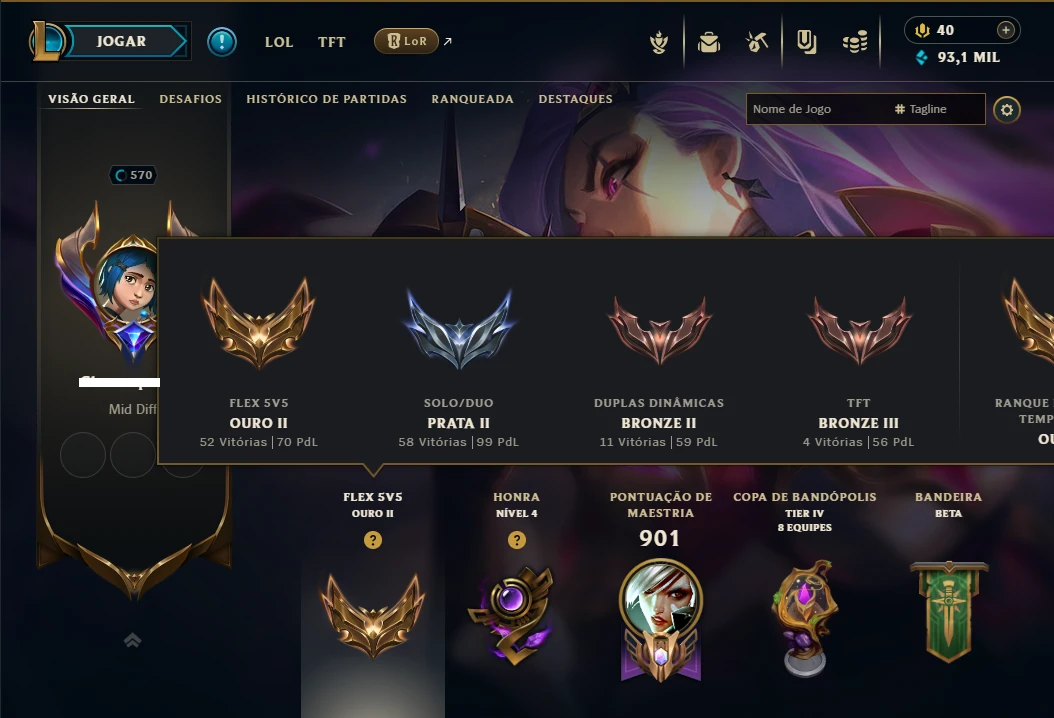 Unranked com TODOS os Champs e 400 Skins +8 Prestigios
