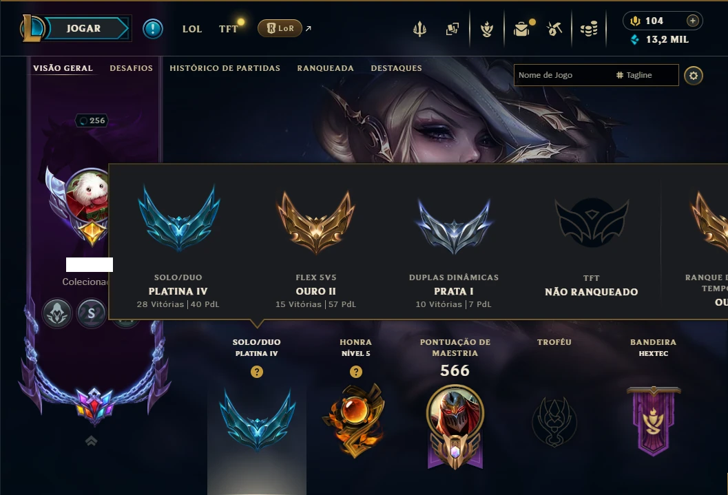 Platina 4 com TODOS os Champs e 132 Skins +2 Prestigios