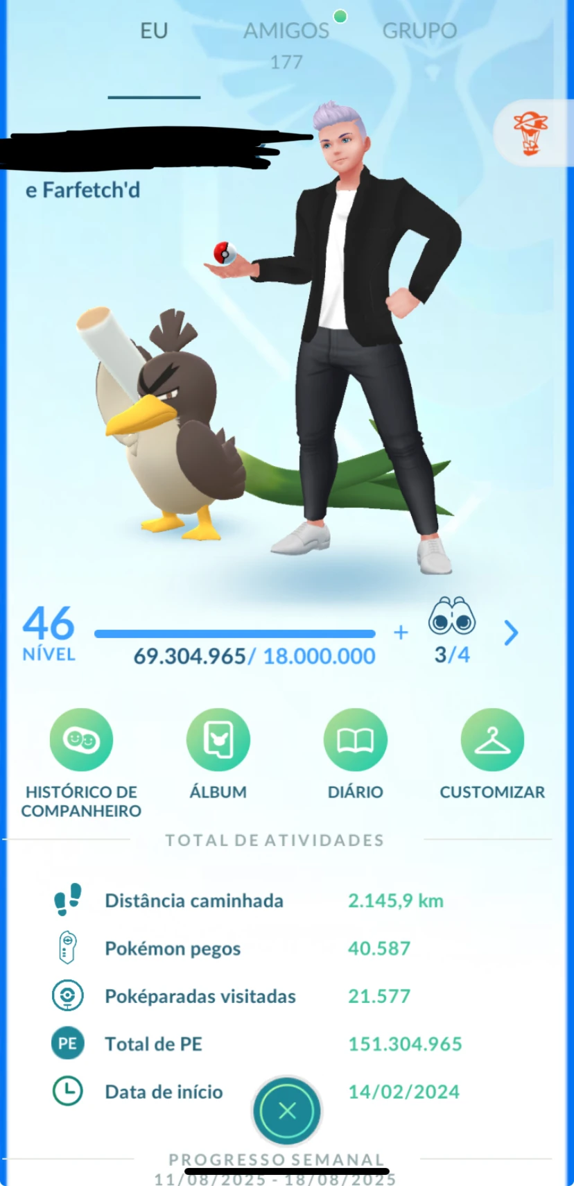 Conta Pokémon GO - Level 46