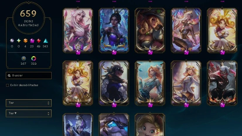 Conta Lv 724 com 659 Skins e 327 Cromas.