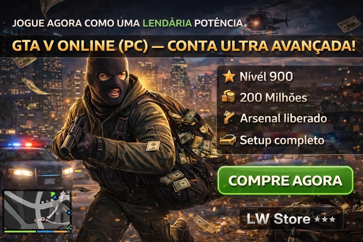 🎯 Conta Gta V Full Acess | 100M + 700Lv + Tudo Desbloqueado