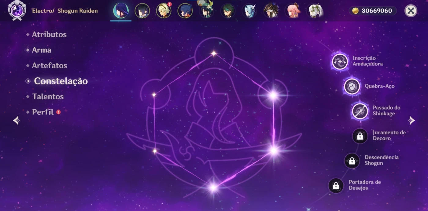 Conta Ar60 Raiden C3+Bis+Yelan C1+Bis+Nahida C1+Leia A Descr