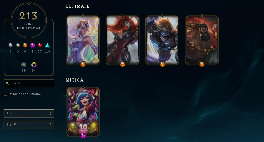 Conta League of Legends LVL 414, 213 skins (c/ skins ultimat