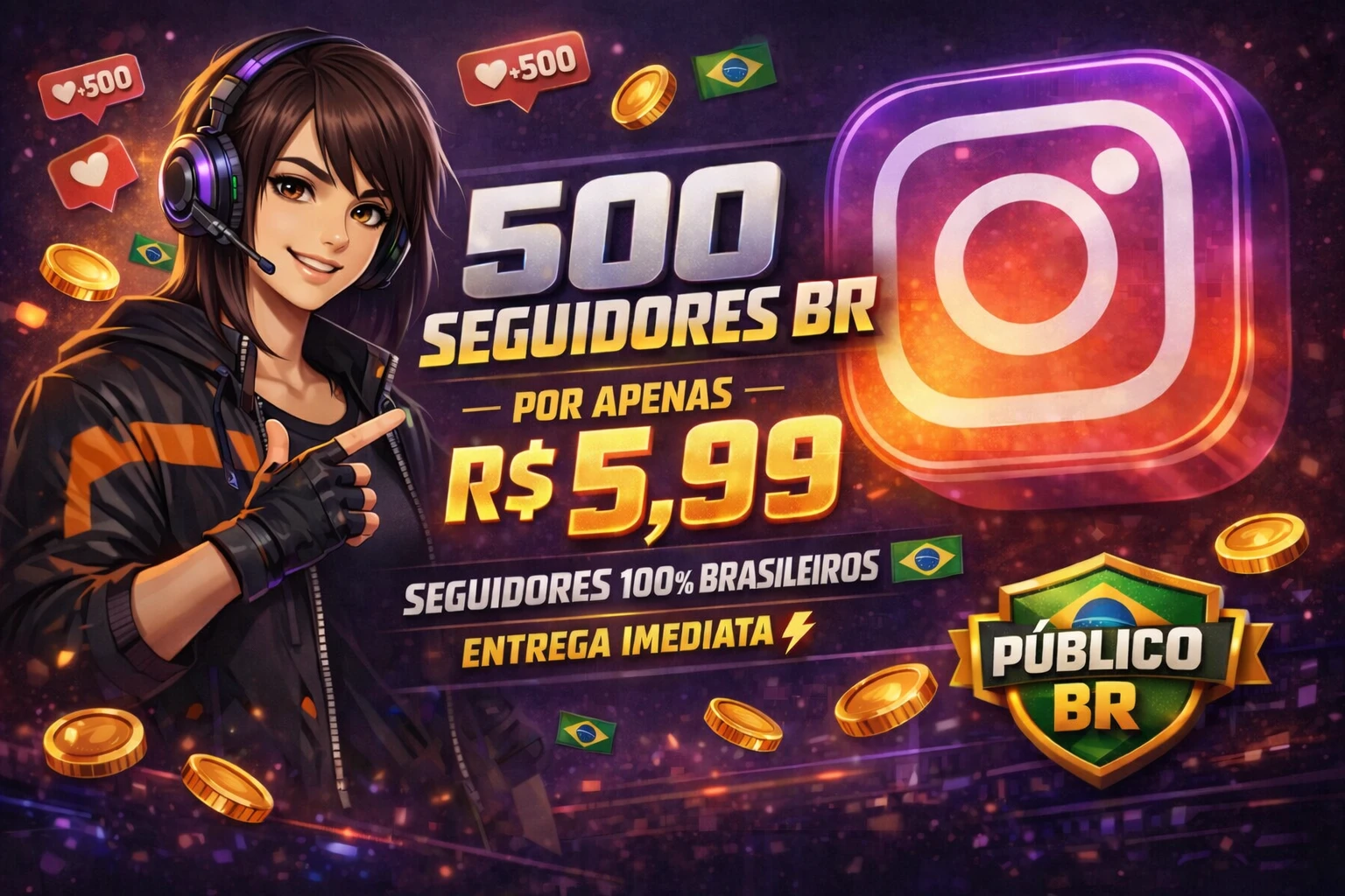 PROMOÇÃO - 1000 Seguidores Instagram por apenas R$ 4,99 