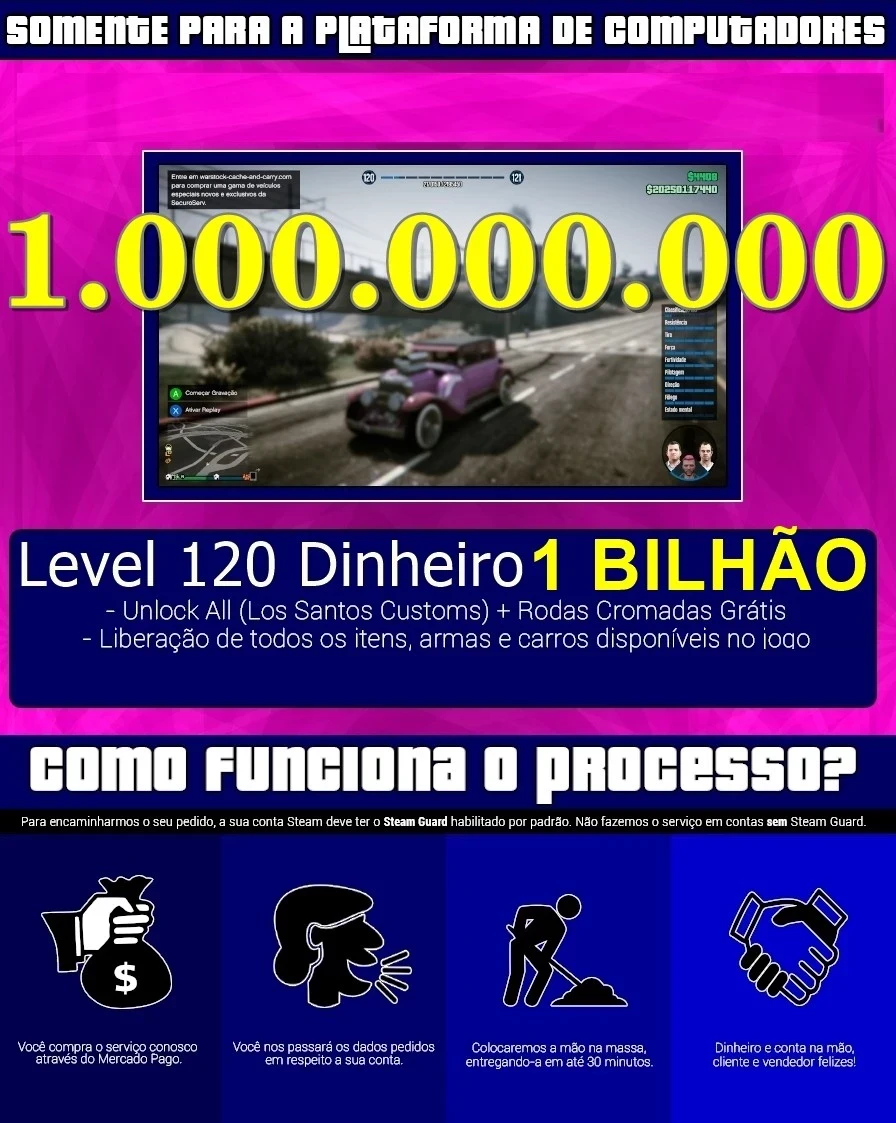 Gta V Online Pc - Dinheiro E Level $300milhões