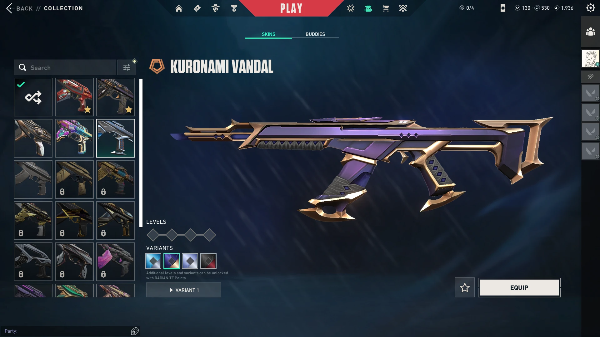 Conta Valorant platina com muitas skins