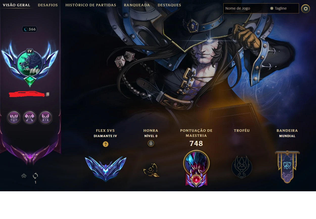 Conta lol PAX Twisted Fate + 388 skins atualmente diamante 4