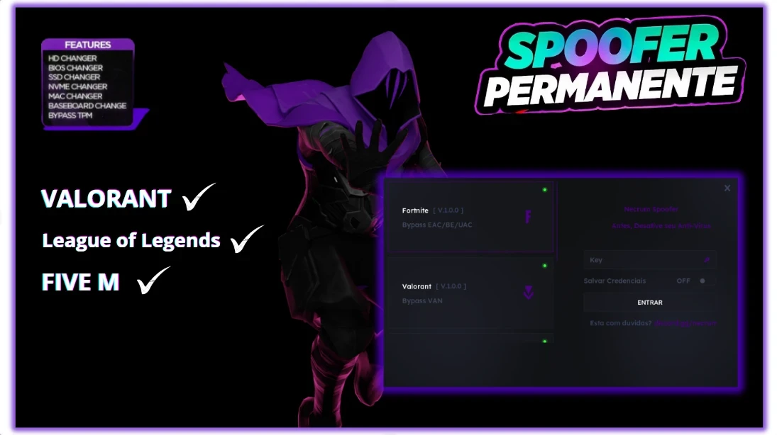 Spoofer Para Vanguard (Valorant E LOL) KEY VITALICIA